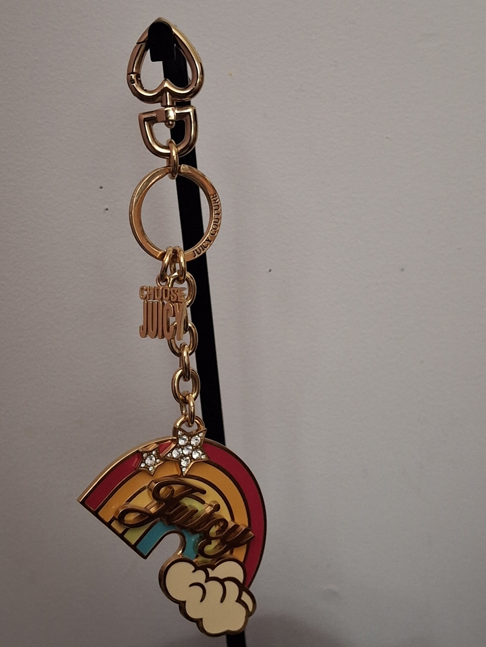 2000s Juicy Couture Gold Rainbow Keychain Bag Charm